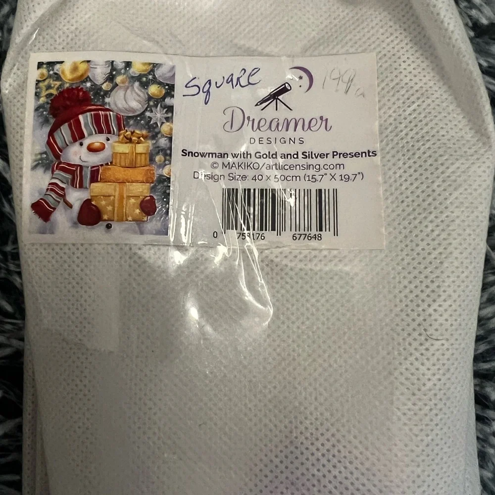 Festive Snowman diamond Art Tapestry with Red and Gold Accents